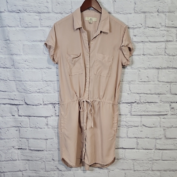 Thread & Supply Dresses & Skirts - Thread & Supply Tan Shirt Dress With Fitted Waist